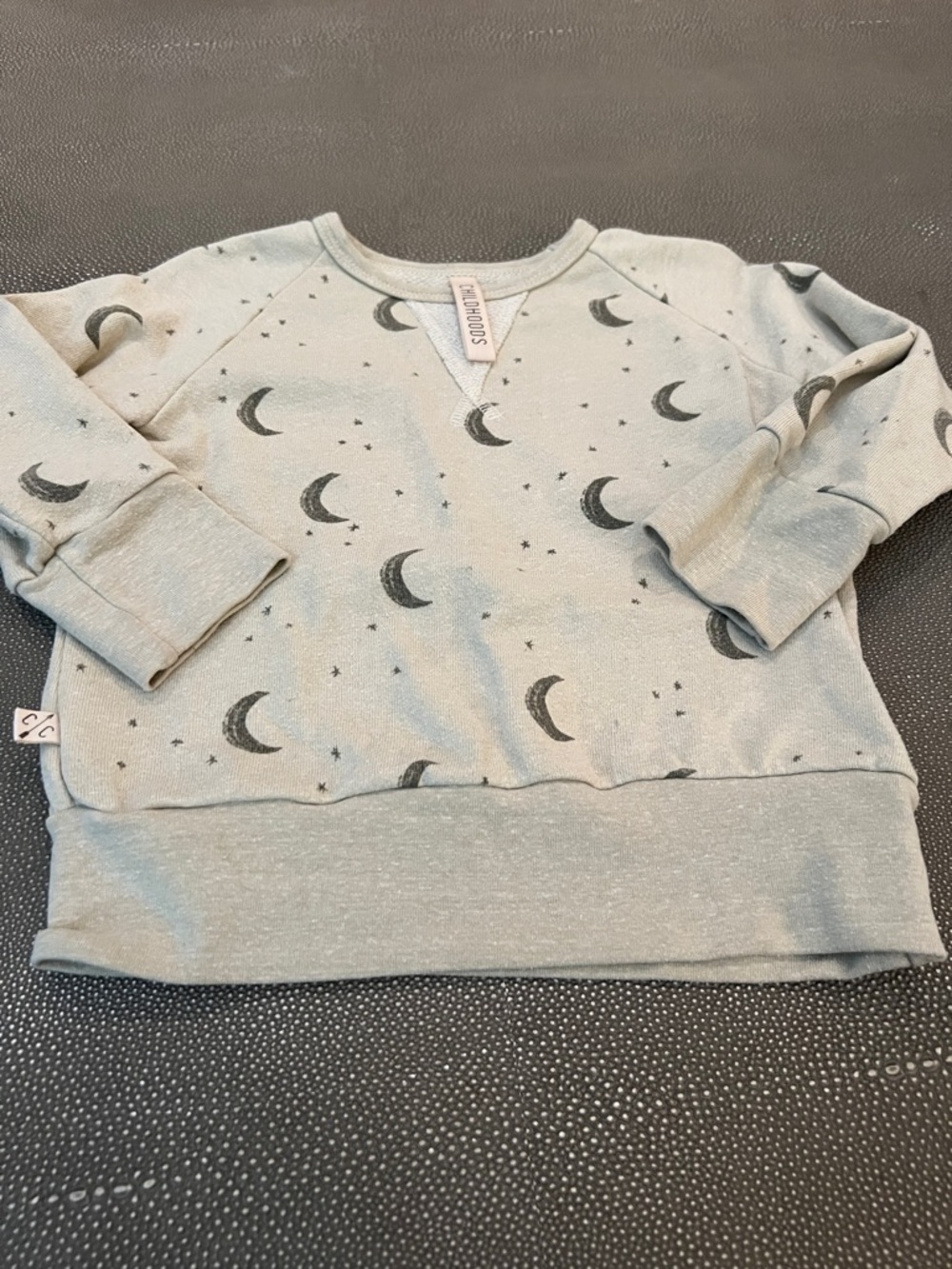 Cloud Island Light Gray Moon Print Sweatshirt for Kids